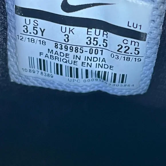 Nike Kids Court Borough Low 2 Grade School Black Shoes Sneakers Size 3.5 - Picture 12 of 12